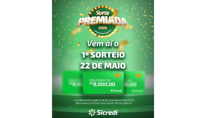 Sicredi Grandes Lagos PR/SP realiza primeiro sorteio da campanha Sorte Premiada 2026 no dia 22 de maio
